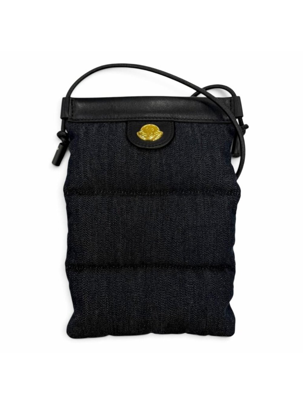 Moncler Puffy Phone Case Leather Logo Shoulder Bag Indigo